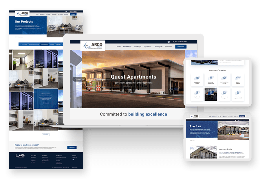 Www.derbukintulizza created the website for construction company ARCO to present their services